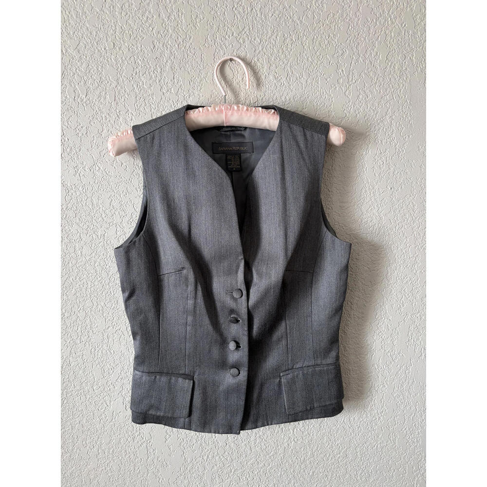 Banana Republic Wool Blend Made in Italy Button Up Vest Grey Size 6